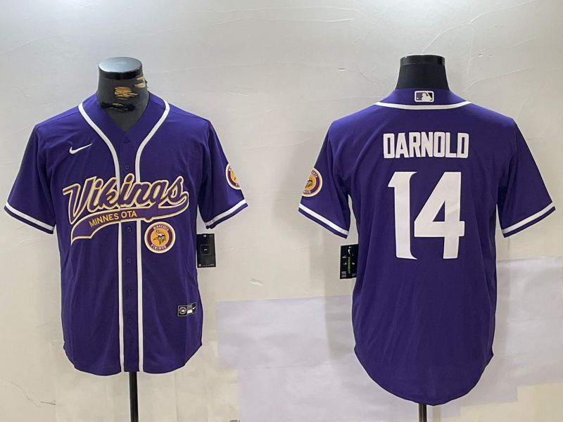 Men Minnesota Vikings #14 Darnold Purple Joint Name 2024 Nike Limited NFL Jersey style 3->youth nfl jersey->Youth Jersey